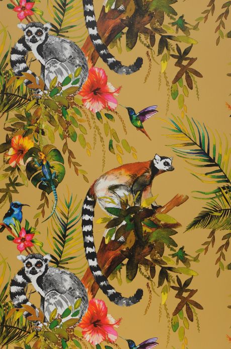 Papier peint avec des animaux Papier peint Madagascar jaune sable Largeur de lé