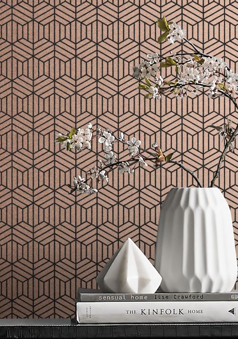 Geometric Wallpaper Wallpaper Rania rosé gold Room View