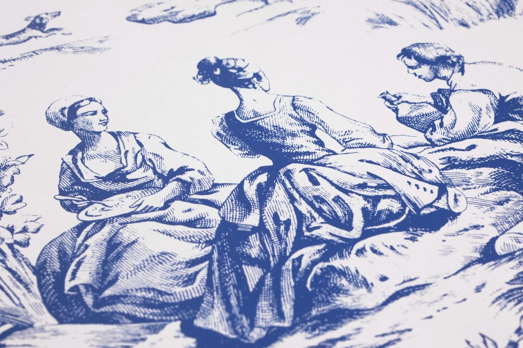 Classic Wallpaper Wallpaper Toile de Jouy blue Detail View