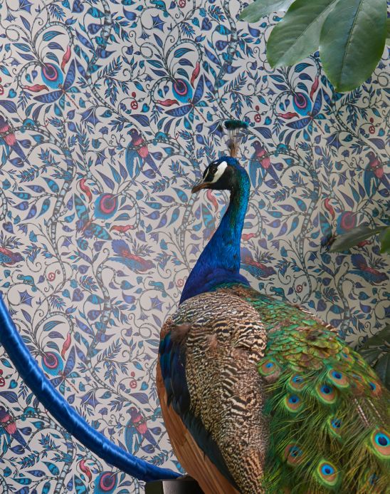Bird Wallpaper Wallpaper Rousseau shades of blue Room View