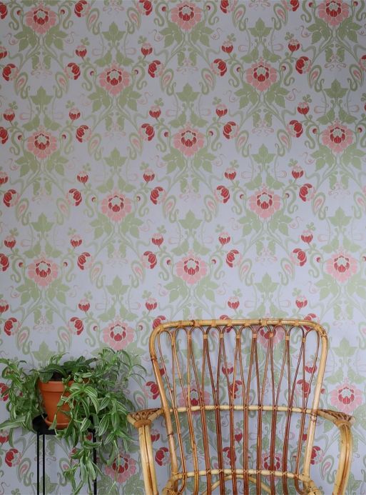 Pink Wallpaper Wallpaper Clothilde light green Room View