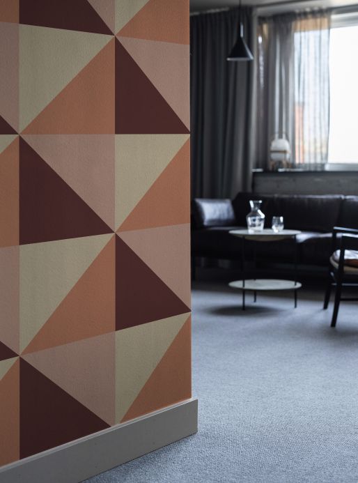 Geometric Wallpaper Wallpaper Estasi beige red Room View