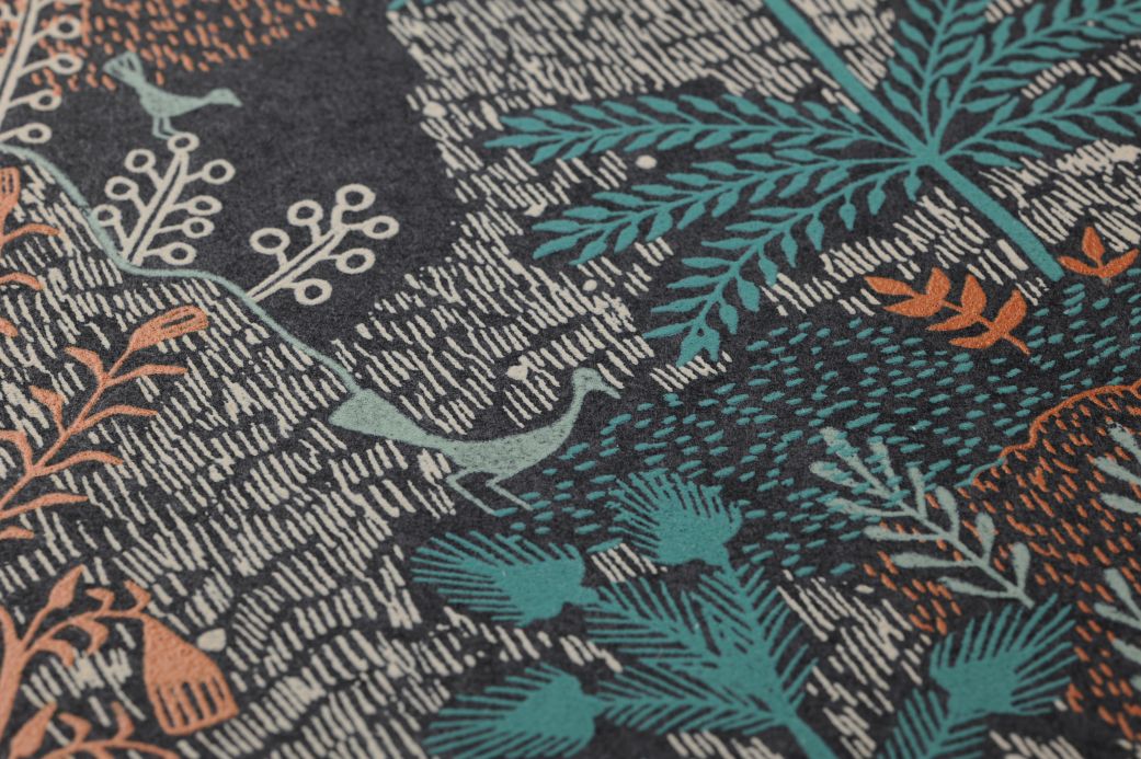 Black Wallpaper Wallpaper Tammi mint turquoise Detail View
