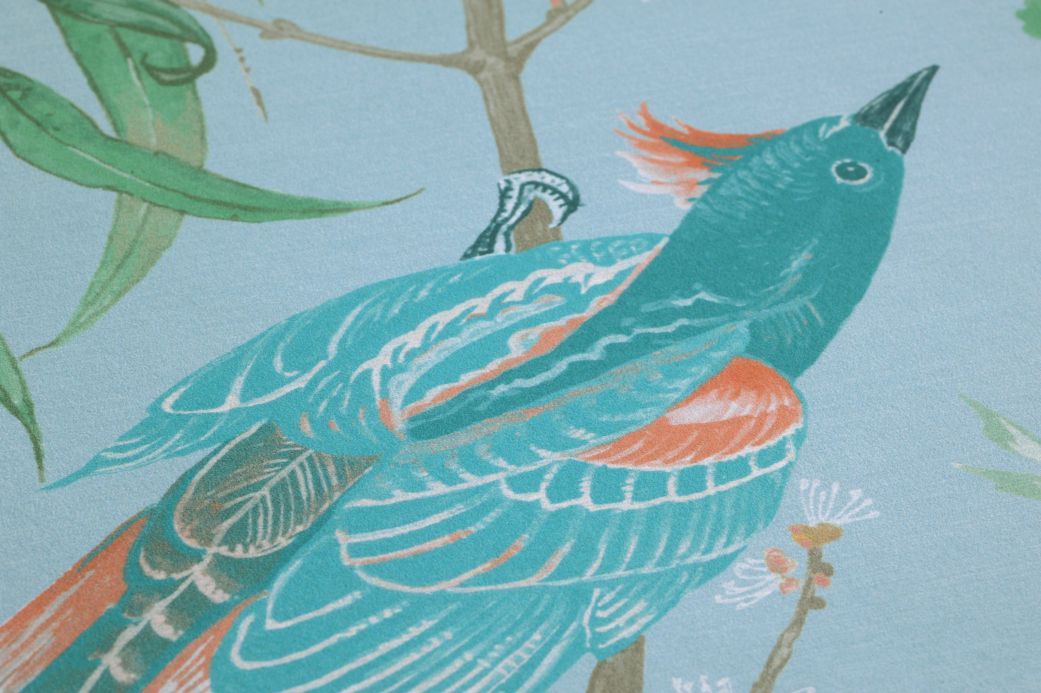 Papel pintado oriental Papel pintado Motley Birds azul claro Ver detalle