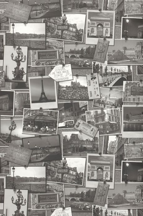 Archiv Papel de parede Memories of Paris cinza antracite Largura do rolo