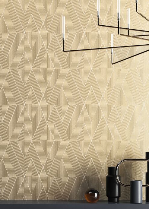 Geometric Wallpaper Wallpaper Robin light grey beige Room View