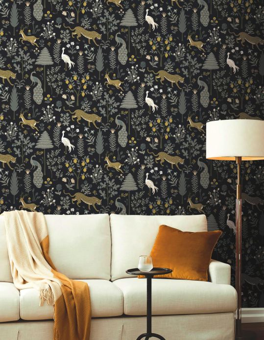 Bird Wallpaper Wallpaper Menagerie anthracite Room View