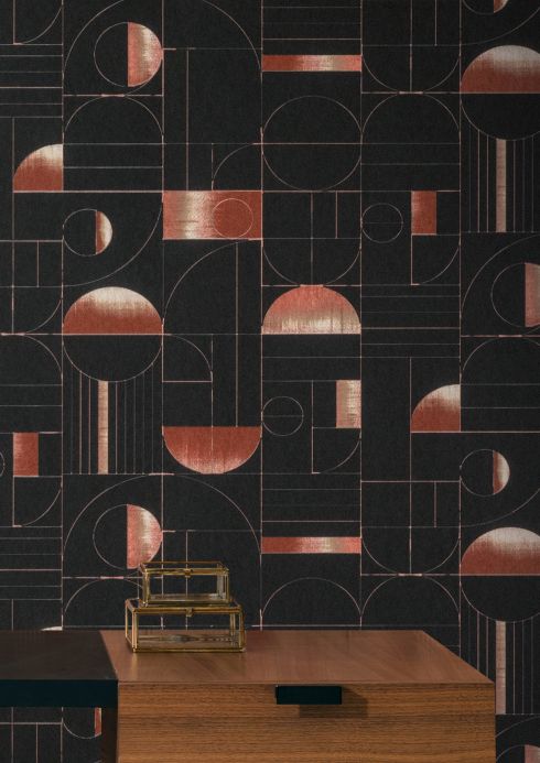 Bauhaus Wallpaper Wallpaper Duran red brown Room View