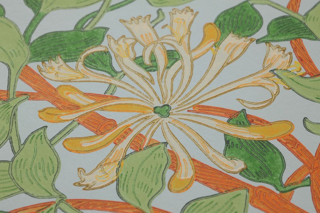 Papier peint de William Morris Papier peint Honeysuckle tons de vert Vue détail