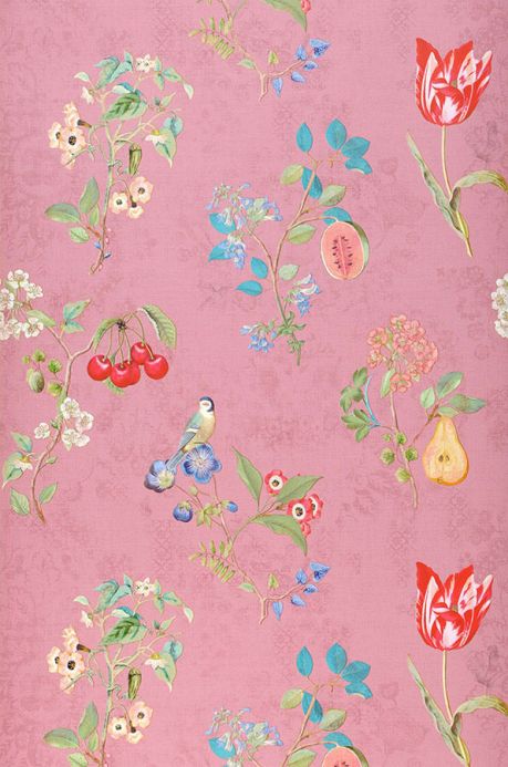 Papel de parede floral Papel de parede Mallorie rosa Largura do rolo