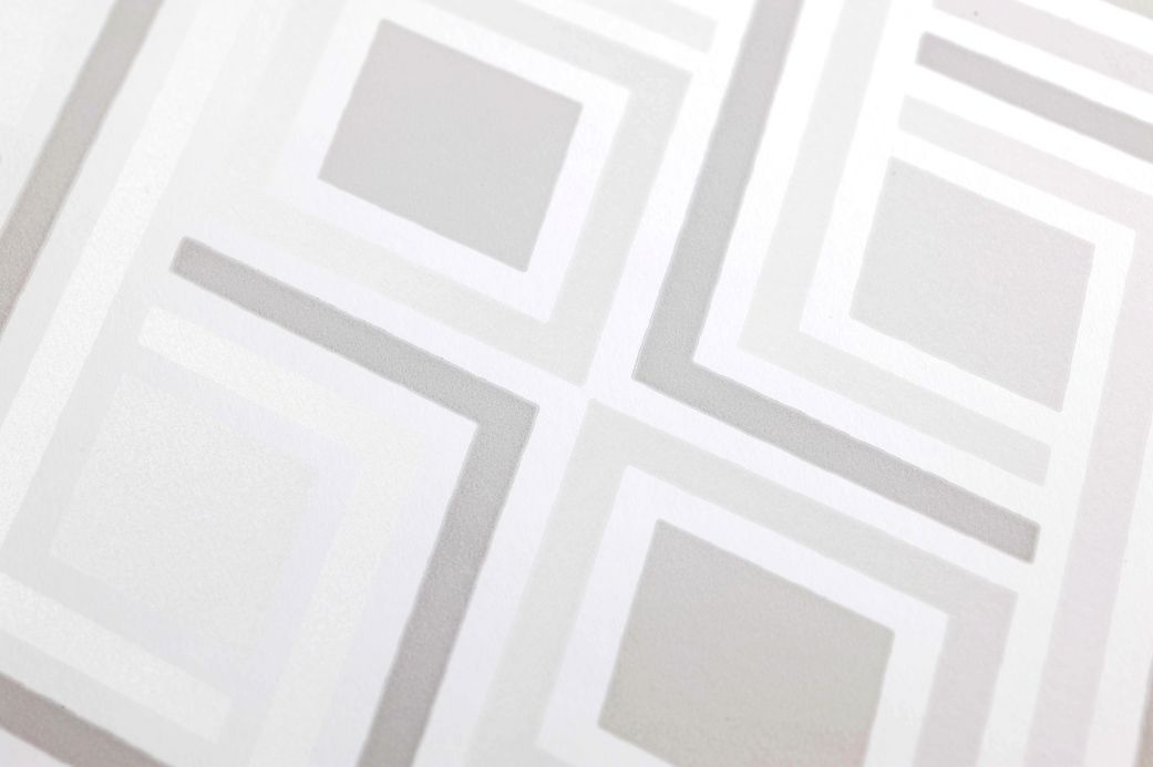 Papier peint géométrique Papier peint Iroko blanc crème brillant Vue détail