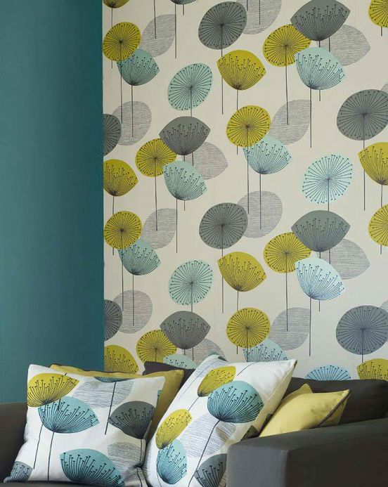 Paper-based Wallpaper Wallpaper Dana turquoise lustre Room View