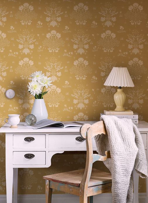 Scandinavian Wallpaper Wallpaper Tapani sand yellow Room View
