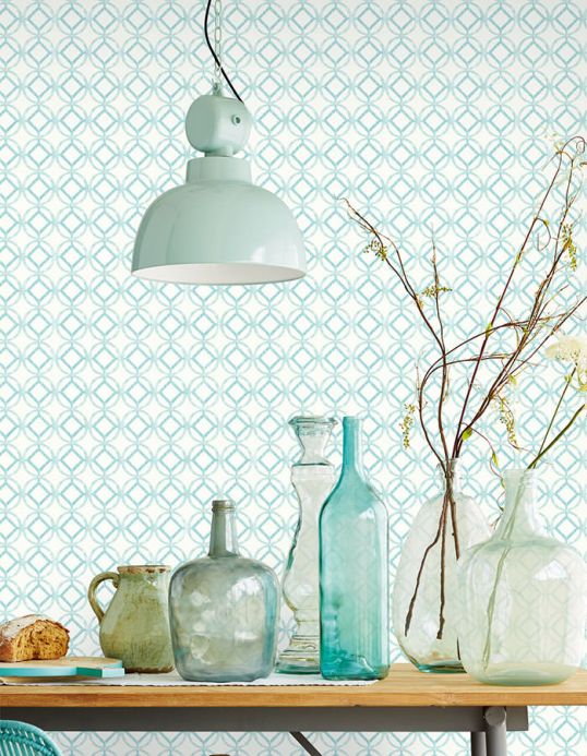Archiv Wallpaper Larmuss mint turquoise Room View