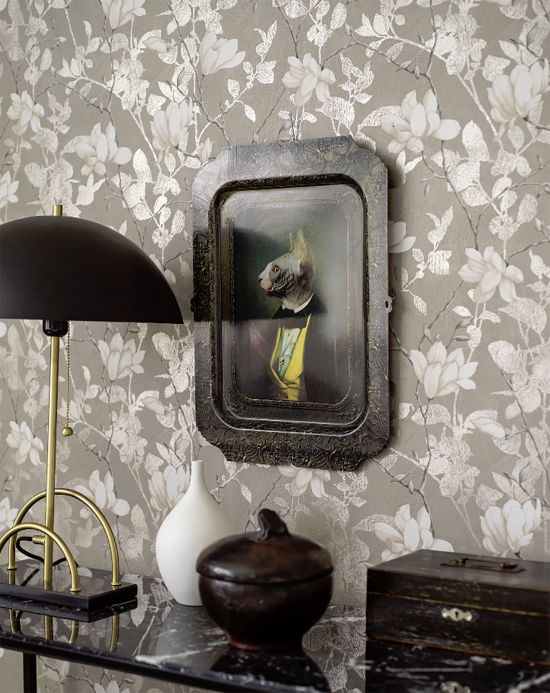 Floral Wallpaper Wallpaper Clarence grey Room View