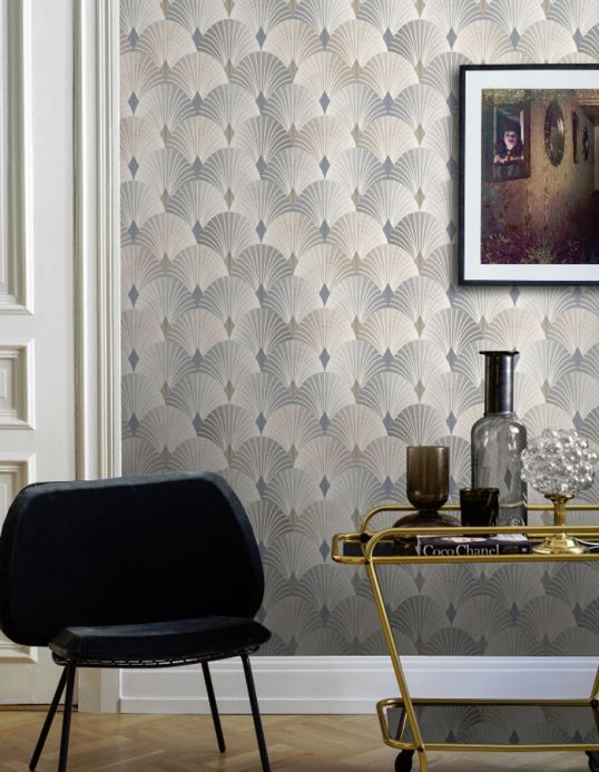Geometric Wallpaper Wallpaper Sabia grey blue Room View