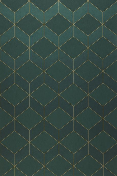 Geometric Wallpaper Wallpaper Barite dark green shimmer Roll Width