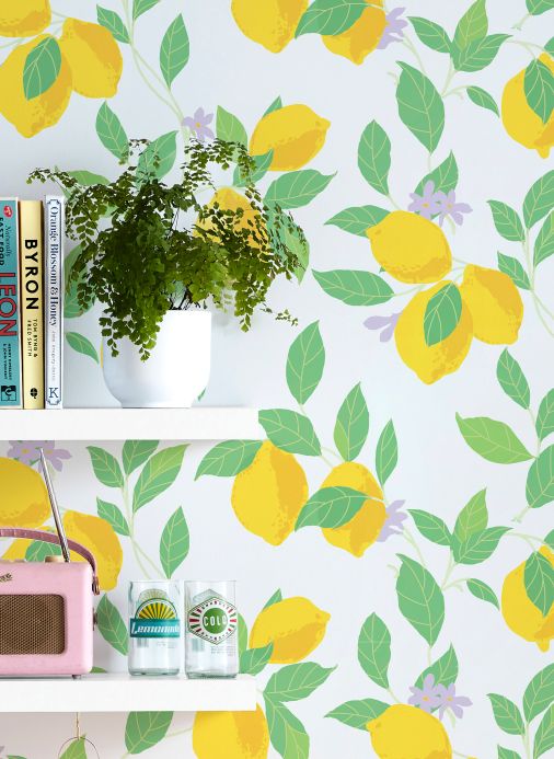 Fruit Wallpaper Wallpaper Lemon Lace yellow Room View