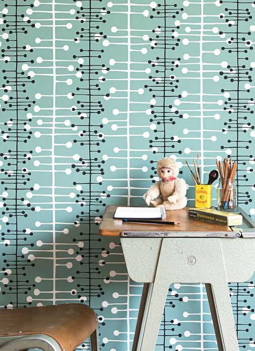Funky Wallpaper Wallpaper Muscat mint turquoise Room View