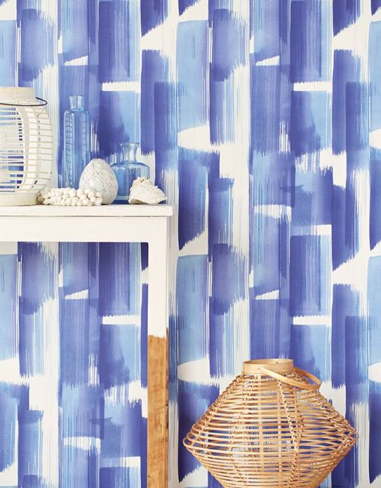 Striped Wallpaper Wallpaper Pandero shades of blue Room View