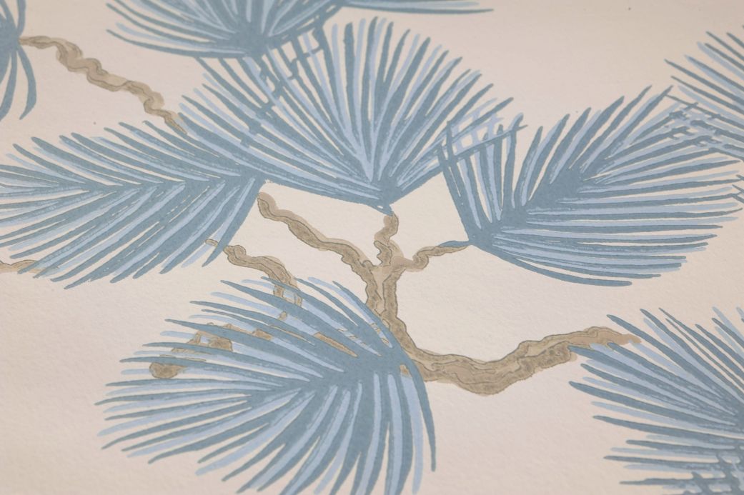 Papier peint de forêts et d’arbre Papier peint Pine gris bleu pâle Vue détail