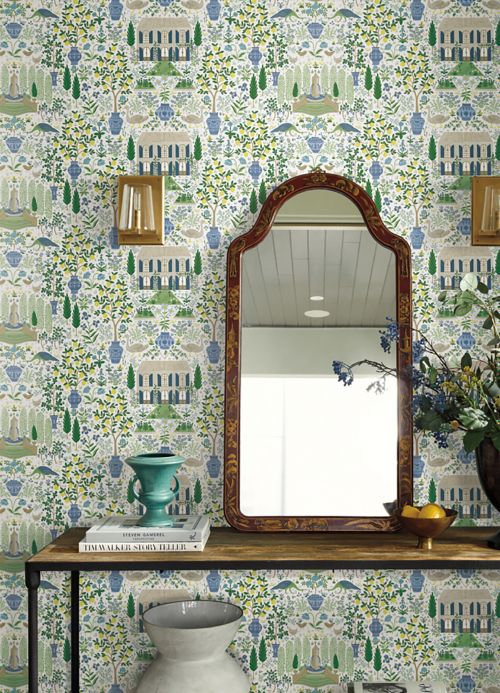 Fruit Wallpaper Wallpaper Camont pastel blue Room View