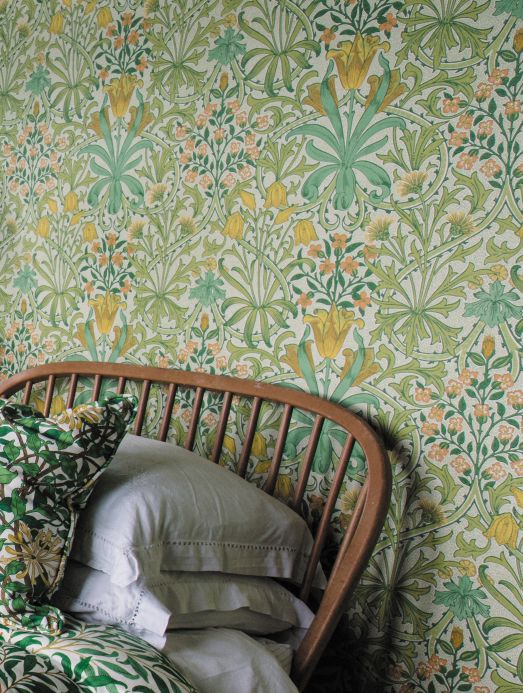 William Morris Wallpaper Wallpaper Rebecca pastel yellow Room View