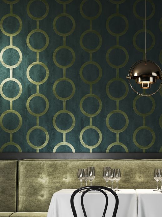 Geometric Wallpaper Wallpaper Florin black green Room View