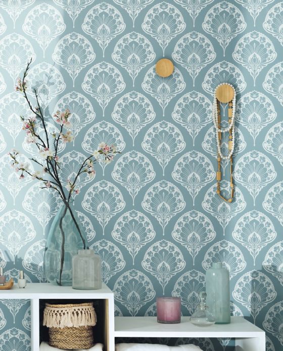 Archiv Wallpaper Tiana pastel turquoise Room View