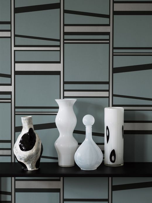 Geometric Wallpaper Wallpaper Havendale mint grey Room View