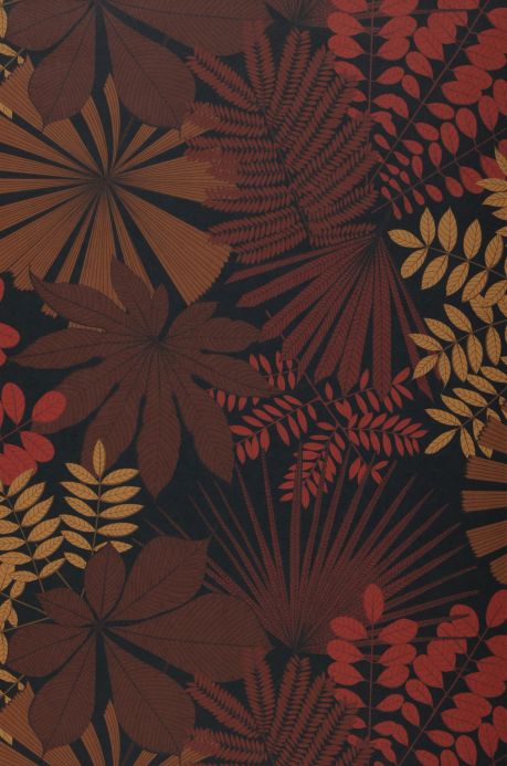 Papier peint avec des feuilles et du feuillage Papier peint Empuria brun rouge Largeur de lé