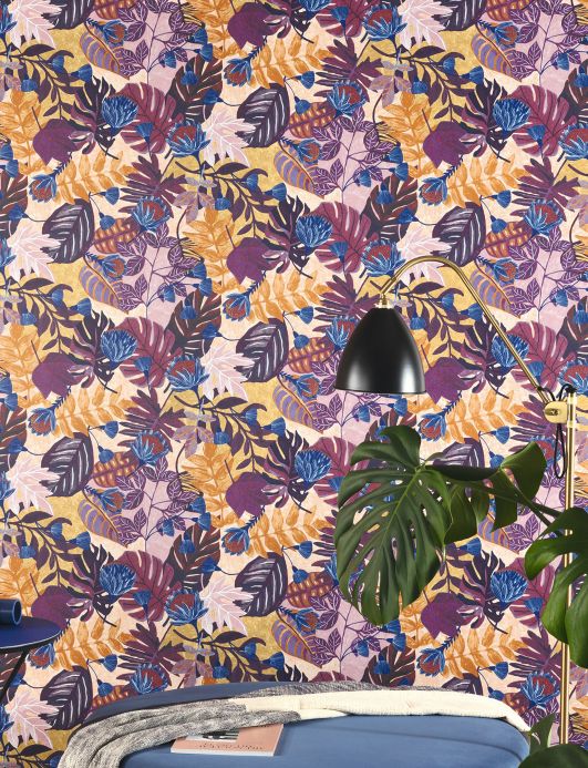 Papel pintado botánico Papel pintado Sunago tonos de violeta Ver habitación
