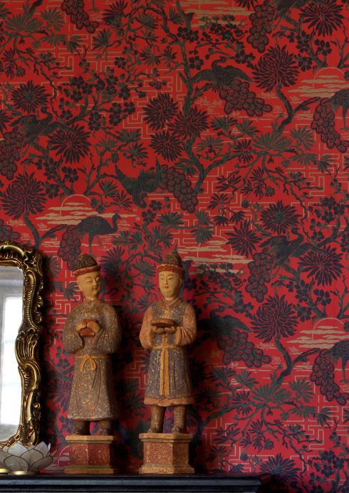 Dining Room Wallpaper Wallpaper Winsam orient red Room View