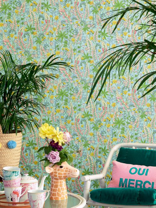 Floral Wallpaper Wallpaper Cybill pastel green Room View