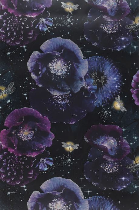 Papel pintado floral Papel pintado Novalee tonos de violeta Ancho rollo