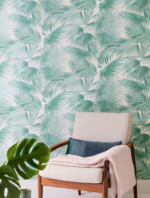 Botanical Wallpaper Wallpaper Konda mint turquoise Room View