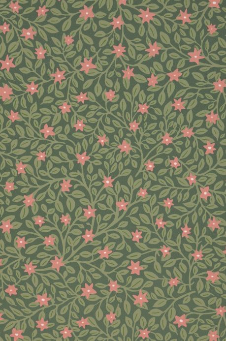 Floral Wallpaper Wallpaper Karina pine green Ausschnitt A4