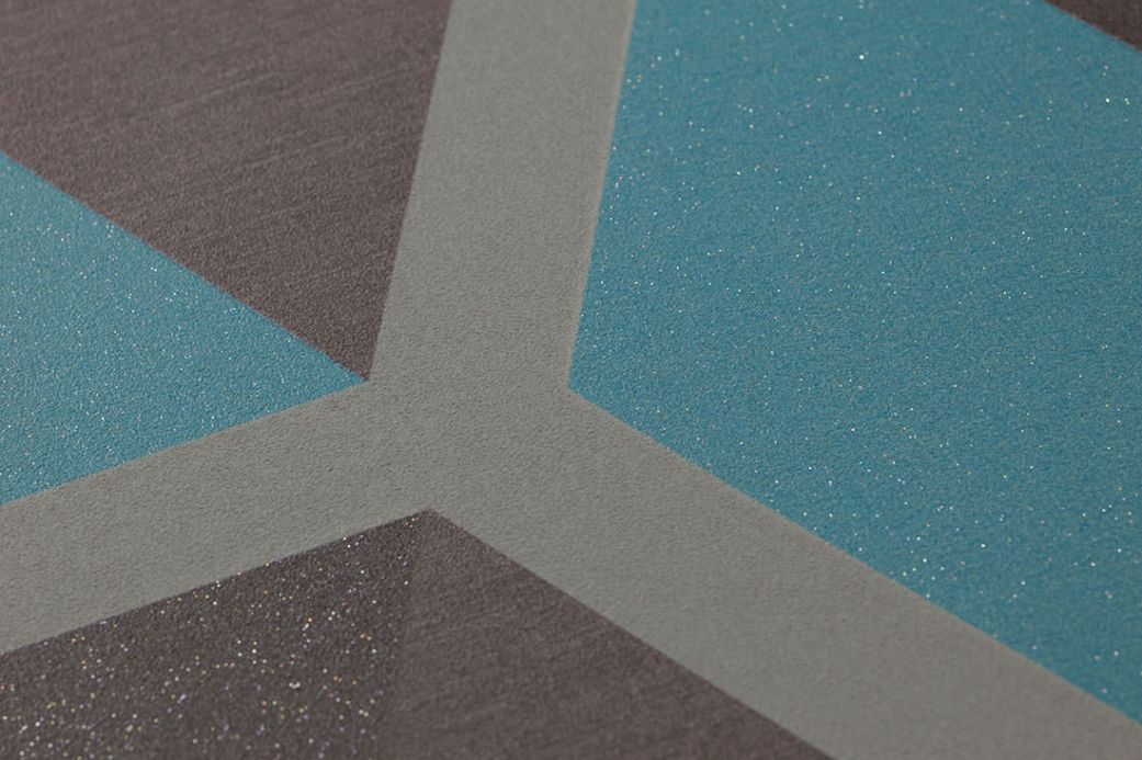 Geometric Wallpaper Wallpaper Hirolanit turquoise glitter Detail View