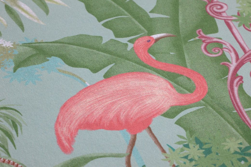 Papier peint de jungle tropicale Papier peint Curious Jungle turquoise Vue détail
