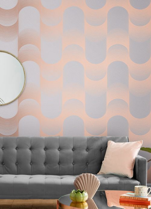 Papel de parede geométrico Papel de parede Katsura rosa dourado Ver ambiente