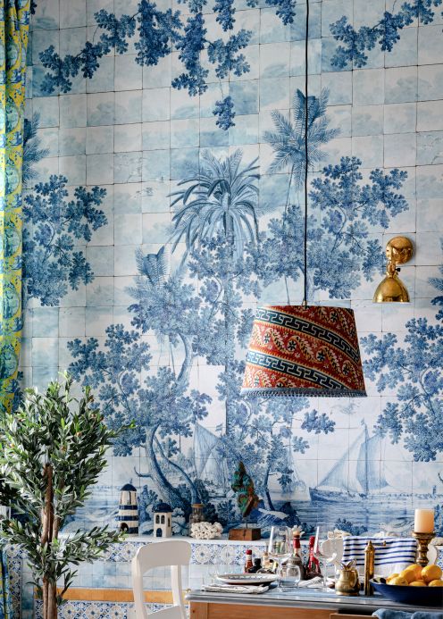 Wallpaper Wall mural Azure blue Room View