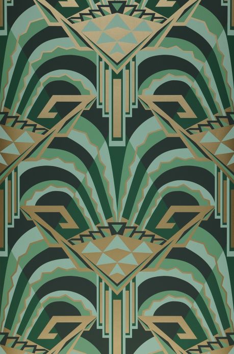 Papel pintado Art Decó Papel pintado Tonda verde pino Ancho rollo