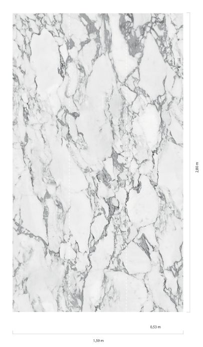 Steinoptik Tapeten Wandbild White Marble Grauweiss Detailansicht
