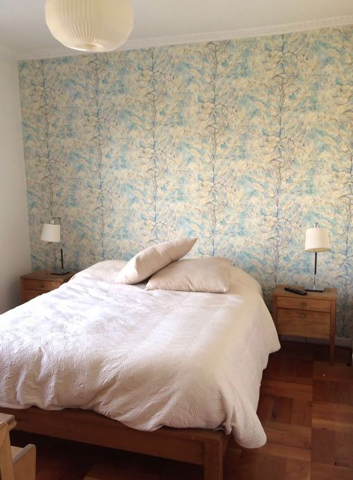 Botanical Wallpaper Wallpaper VanGogh Tree pastel turquoise Room View