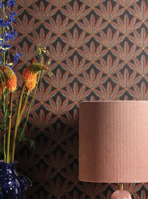 Design Wallpaper Wallpaper Zardozi copper brown Room View