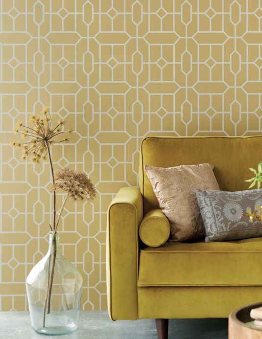 Geometric Wallpaper Wallpaper Worana pearl gold Room View