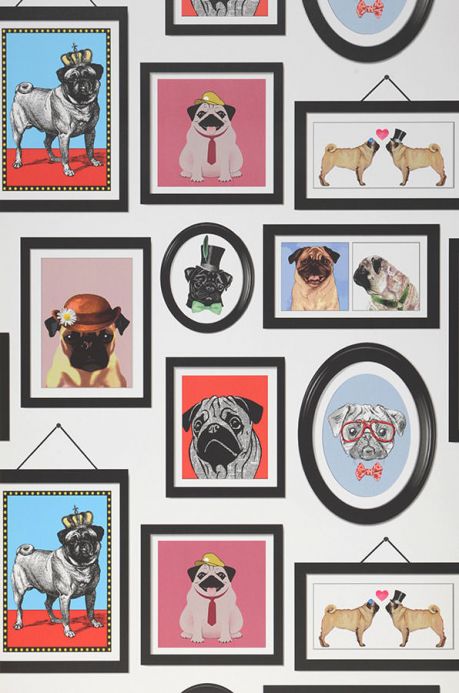 Papier peint avec des animaux Papier peint Dogs Only Club rouge Largeur de lé