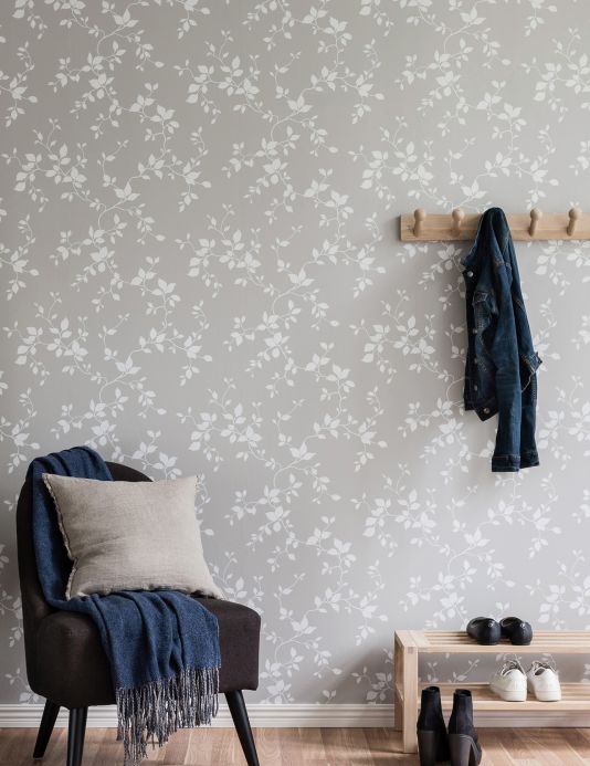 Papel pintado botánico Papel pintado Hikabe gris claro Ver habitación