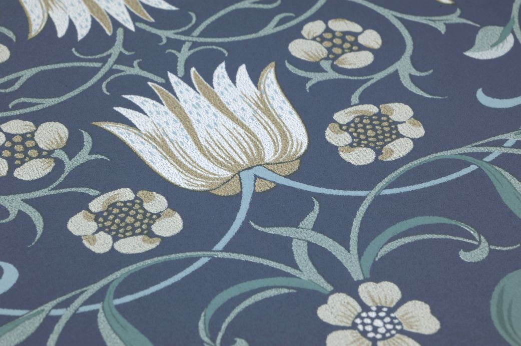 Floral Wallpaper Wallpaper Aleen blue Detail View
