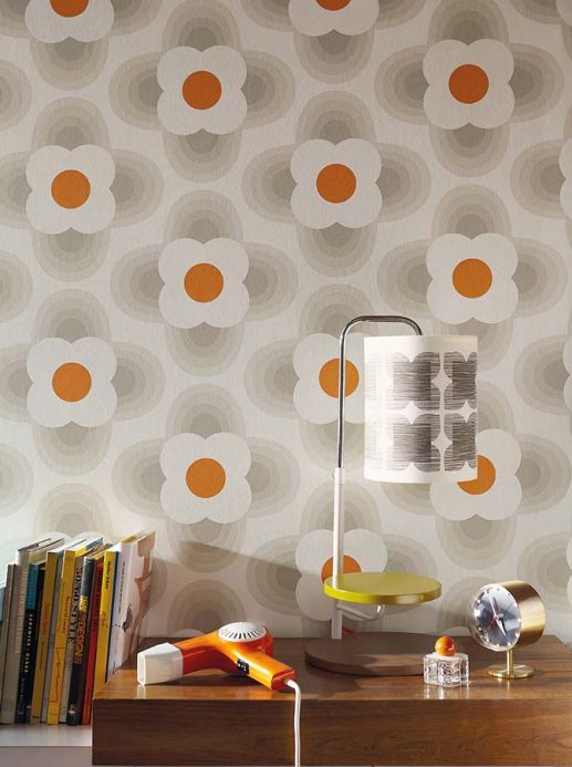 Orange Wallpaper Wallpaper Selene grey beige Room View